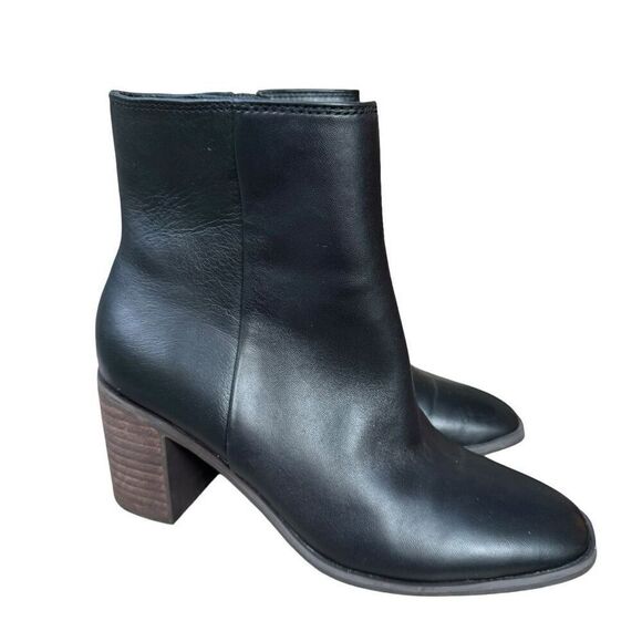 Lucky Brand black leather booties block heel 3” size 9/40 - Picture 1 of 6